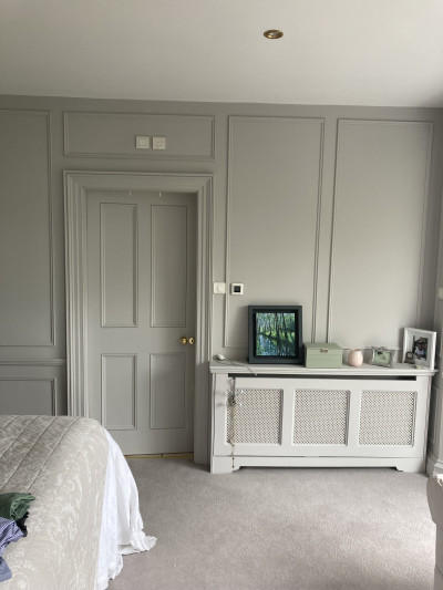 Bedroom with panels painted by  Abhaile Decorators, Dublin, Ireland