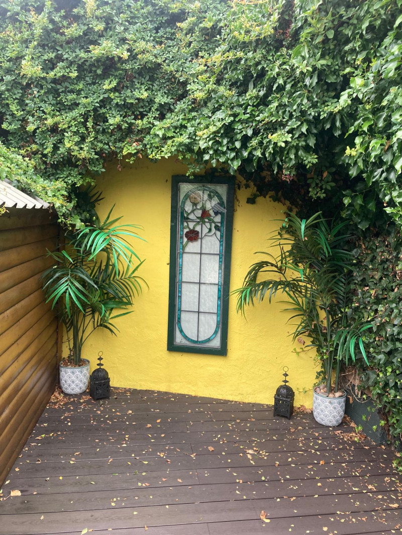 Garden wall painted yellow - Quality external decoration by Abhaile Decorators, Ireland