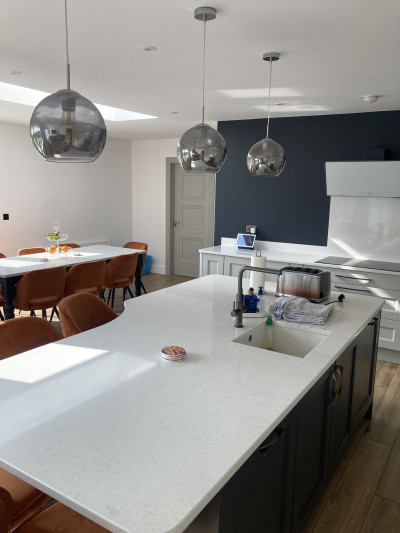 Hand painting of a kitchen in a Dublin home by Abhaile Decorators, Robery Hanvey Ireland