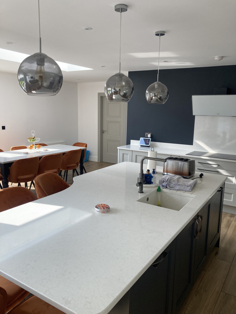 Hand painting of a kitchen in a Dublin home by Abhaile Decorators, Robery Hanvey Ireland