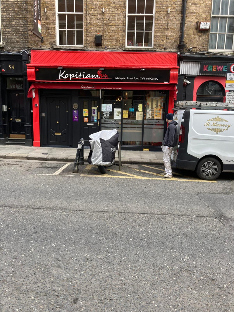 Kopitiam Malaysian Food Shop external painting  by Abhaile Decorators, Ireland