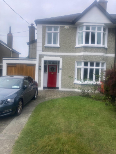Outside door painted red - Home painting and decorating by Abhaile Decorators, Dublin,  Irelan