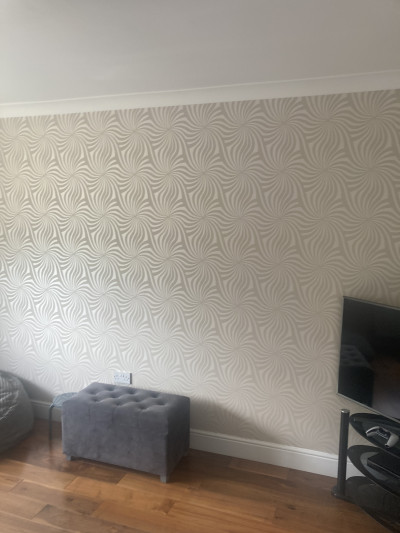 Wallpaper feature in a  Dublin home by Abhaile Decorators, Ireland